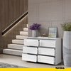 GABRIEL - Chest of 6 Drawers - Bedroom Dresser Storage Cabinet Sideboard - White Matt / White Gloss H28" W39 3/8" D13"