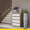 GABRIEL - Chest of 4 Drawers - Bedroom Dresser Storage Cabinet Sideboard - Wotan Oak / White Matt H36 3/8" W23 5/8" D13 1/4"