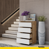 GABRIEL - Chest of 4 Drawers - Bedroom Dresser Storage Cabinet Sideboard - Wotan Oak / White Matt H36 3/8" W23 5/8" D13 1/4"