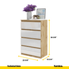 GABRIEL - Chest of 4 Drawers - Bedroom Dresser Storage Cabinet Sideboard - Wotan Oak / White Gloss H36 3/8" W23 5/8" D13 1/4"