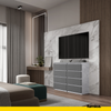 GABRIEL - Chest of 8 Drawers - Bedroom Dresser Storage Cabinet Sideboard - Concrete / Anthracite H36 3/8" W47 1/4" D13 1/4"