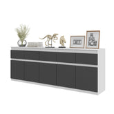 NOAH - Chest of 5 Drawers and 5 Doors - Bedroom Dresser Storage Cabinet Sideboard - White Matt / Anthracite H29 1/2" W78 3/4" D13 3/4"