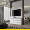 GABRIEL - Chest of 10 Drawers (6+4) - Bedroom Dresser Storage Cabinet Sideboard - White Matt H36 3/8" / 27 1/2" W63" D13 1/4"