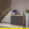 GABRIEL - Chest of 6 Drawers - Bedroom Dresser Storage Cabinet Sideboard - Wotan Oak / Anthracite H28" W39 3/8" D13"