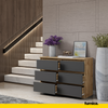 GABRIEL - Chest of 6 Drawers - Bedroom Dresser Storage Cabinet Sideboard - Wotan Oak / Anthracite H28" W39 3/8" D13"