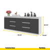MIKEL - Chest of 6 Drawers and 3 Doors - Bedroom Dresser Storage Cabinet Sideboard - White Matt / Anthracite H29 1/2" W78 3/4" D13 3/4"