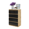 GABRIEL - Chest of 4 Drawers - Bedroom Dresser Storage Cabinet Sideboard - Wotan Oak / Black Gloss H36 3/8" W23 5/8" D13 1/4"