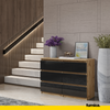 GABRIEL - Chest of 6 Drawers - Bedroom Dresser Storage Cabinet Sideboard - Wotan Oak / Black Gloss H28" W39 3/8" D13"