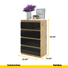 GABRIEL - Chest of 4 Drawers - Bedroom Dresser Storage Cabinet Sideboard - Wotan Oak / Black Gloss H36 3/8" W23 5/8" D13 1/4"