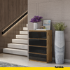 GABRIEL - Chest of 4 Drawers - Bedroom Dresser Storage Cabinet Sideboard - Wotan Oak / Black Gloss H36 3/8" W23 5/8" D13 1/4"