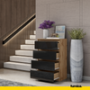 GABRIEL - Chest of 4 Drawers - Bedroom Dresser Storage Cabinet Sideboard - Wotan Oak / Black Gloss H36 3/8" W23 5/8" D13 1/4"