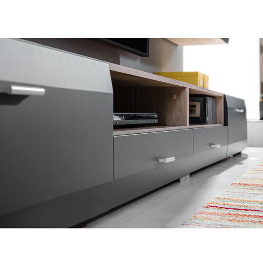 Wall Unit CLIF - Living Room Furniture Set - San Remo Oak / Anthracite Grey