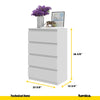 GABRIEL - Chest of 4 Drawers - Bedroom Dresser Storage Cabinet Sideboard - White Matt H36 3/8" W23 5/8" D13 1/4"