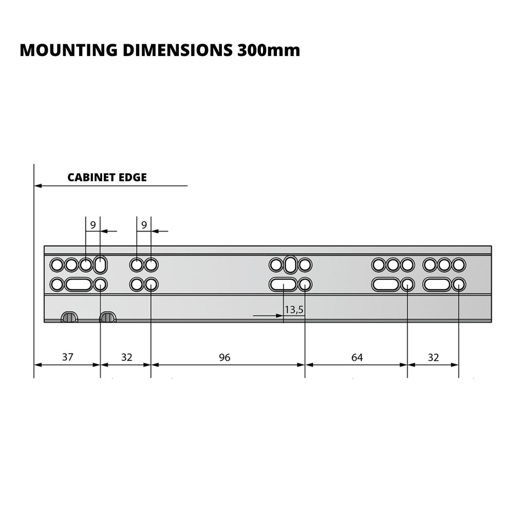 Soft-Close Undermount Slides (left and right), Full Extension - 12 inch