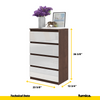 GABRIEL - Chest of 4 Drawers - Bedroom Dresser Storage Cabinet Sideboard - Wenge / White Gloss H36 3/8" W23 5/8" D13 1/4"