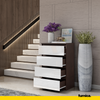 GABRIEL - Chest of 4 Drawers - Bedroom Dresser Storage Cabinet Sideboard - Wenge / White Gloss H36 3/8" W23 5/8" D13 1/4"