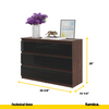 GABRIEL - Chest of 6 Drawers - Bedroom Dresser Storage Cabinet Sideboard - Wenge / Black Gloss H28" W39 3/8" D13"