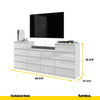 GABRIEL - Chest of 14 Drawers (4+6+4) - Bedroom Dresser Storage Cabinet Sideboard - White Gloss H36 3/8" W86 5/8" D13 1/4"