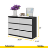 GABRIEL - Chest of 6 Drawers - Bedroom Dresser Storage Cabinet Sideboard - Black Matt / White Matt H28" W39 3/8" D13"