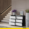 GABRIEL - Chest of 6 Drawers - Bedroom Dresser Storage Cabinet Sideboard - Black Matt / White Matt H28" W39 3/8" D13"