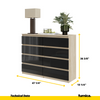 GABRIEL - Chest of 8 Drawers - Bedroom Dresser Storage Cabinet Sideboard - Sonoma Oak / Black Gloss H36 3/8" W47 1/4" D13 1/4"