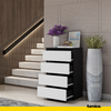 GABRIEL - Chest of 4 Drawers - Bedroom Dresser Storage Cabinet Sideboard - Black Matt / White Matt H36 3/8" W23 5/8" D13 1/4"