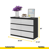 GABRIEL - Chest of 6 Drawers - Bedroom Dresser Storage Cabinet Sideboard - Black Matt / White Gloss H28" W39 3/8" D13"