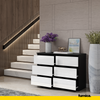 GABRIEL - Chest of 6 Drawers - Bedroom Dresser Storage Cabinet Sideboard - Black Matt / White Gloss H28" W39 3/8" D13"