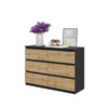 GABRIEL - Chest of 6 Drawers - Bedroom Dresser Storage Cabinet Sideboard - Black Matt / Wotan Oak H28" W39 3/8" D13"