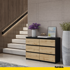 GABRIEL - Chest of 6 Drawers - Bedroom Dresser Storage Cabinet Sideboard - Black Matt / Wotan Oak H28" W39 3/8" D13"