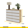 GABRIEL - Chest of 8 Drawers - Bedroom Dresser Storage Cabinet Sideboard - Wotan Oak / White Matt H36 3/8" W47 1/4" D13 1/4"