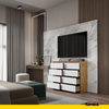 GABRIEL - Chest of 8 Drawers - Bedroom Dresser Storage Cabinet Sideboard - Wotan Oak / White Matt H36 3/8" W47 1/4" D13 1/4"