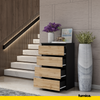 GABRIEL - Chest of 4 Drawers - Bedroom Dresser Storage Cabinet Sideboard - Black Matt / Wotan Oak H36 3/8" W23 5/8" D13 1/4"