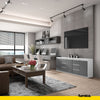 MIKEL - Chest of 6 Drawers and 3 Doors - Bedroom Dresser Storage Cabinet Sideboard - White Matt / Anthracite H29 1/2" W78 3/4" D13 3/4"