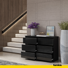 GABRIEL - Chest of 6 Drawers - Bedroom Dresser Storage Cabinet Sideboard - Black Matt / Black Gloss H28" W39 3/8" D13"