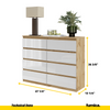 GABRIEL - Chest of 8 Drawers - Bedroom Dresser Storage Cabinet Sideboard - Wotan Oak / White Gloss H36 3/8" W47 1/4" D13 1/4"