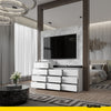 GABRIEL - Chest of 10 Drawers (6+4) - Bedroom Dresser Storage Cabinet Sideboard - White Gloss H36 3/8" / 27 1/2" W63" D13 1/4"