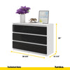GABRIEL - Chest of 6 Drawers - Bedroom Dresser Storage Cabinet Sideboard - White Matt / Black Gloss H28" W39 3/8" D13"