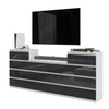 GABRIEL - Chest of 14 Drawers (4+6+4) - Bedroom Dresser Storage Cabinet Sideboard - White Matt / Anthracite Gloss H36 3/8" W86 5/8" D13 1/4"