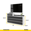 GABRIEL - Chest of 10 Drawers (6+4) - Bedroom Dresser Storage Cabinet Sideboard - White Matt / Anthracite Gloss H36 3/8" / 27 1/2" W63" D13 1/4"