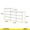 GABRIEL - Chest of 10 Drawers (6+4) - Bedroom Dresser Storage Cabinet Sideboard - Concrete H36 3/8" / 27 1/2" W63" D13 1/4"