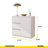 MIKEL - Chest of 3 Drawers and 1 Door - Bedroom Dresser Storage Cabinet Sideboard - White Matt H29 1/2" W31 1/2" D13 3/4"