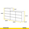 GABRIEL - Chest of 10 Drawers (6+4) - Bedroom Dresser Storage Cabinet Sideboard - Concrete / White Matt H36 3/8" / 27 1/2" W63" D13 1/4"