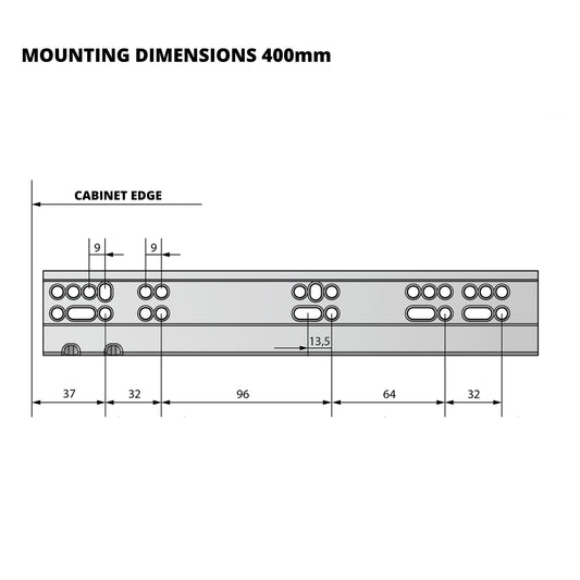 Soft-Close Undermount Slides (left and right), Full Extension - 16 inch