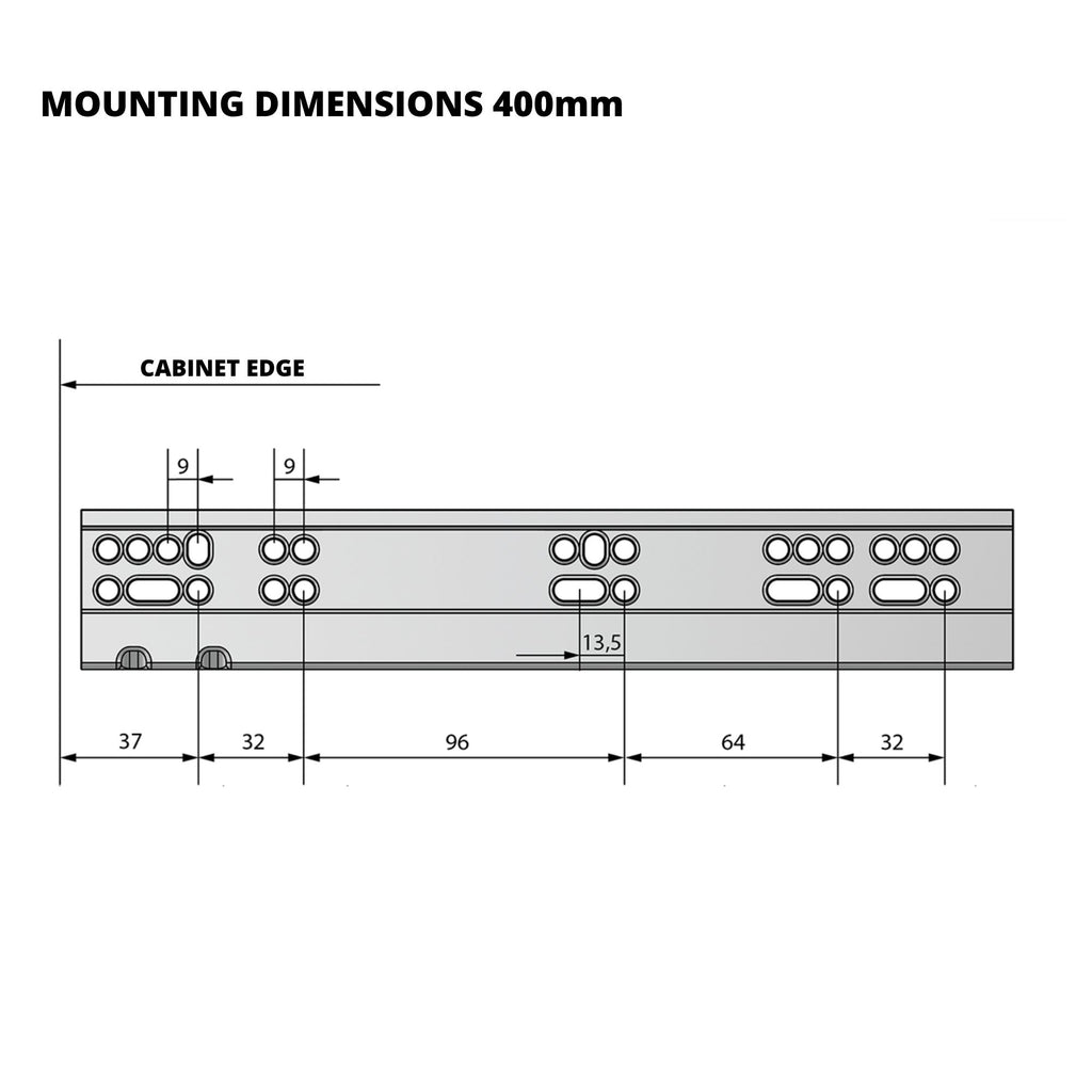 Soft-Close Undermount Slides (left and right), Full Extension - 16 inch