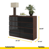 GABRIEL - Chest of 8 Drawers - Bedroom Dresser Storage Cabinet Sideboard - Wenge / Black Gloss H36 3/8" W47 1/4" D13 1/4"