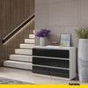 GABRIEL - Chest of 6 Drawers - Bedroom Dresser Storage Cabinet Sideboard - White Matt / Black Gloss H28" W39 3/8" D13"