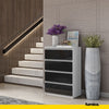 GABRIEL - Chest of 4 Drawers - Bedroom Dresser Storage Cabinet Sideboard - White Matt / Black Gloss H36 3/8" W23 5/8" D13 1/4"