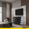 GABRIEL - Chest of 8 Drawers - Bedroom Dresser Storage Cabinet Sideboard - White Matt / Black Gloss H36 3/8" W47 1/4" D13 1/4"