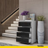 GABRIEL - Chest of 4 Drawers - Bedroom Dresser Storage Cabinet Sideboard - White Matt / Black Gloss H36 3/8" W23 5/8" D13 1/4"